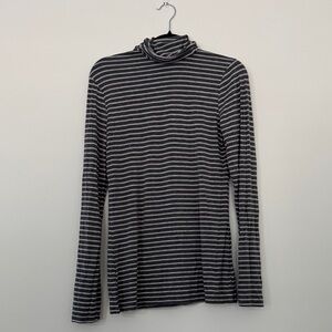 Halogen Gray and White Striped Turtleneck